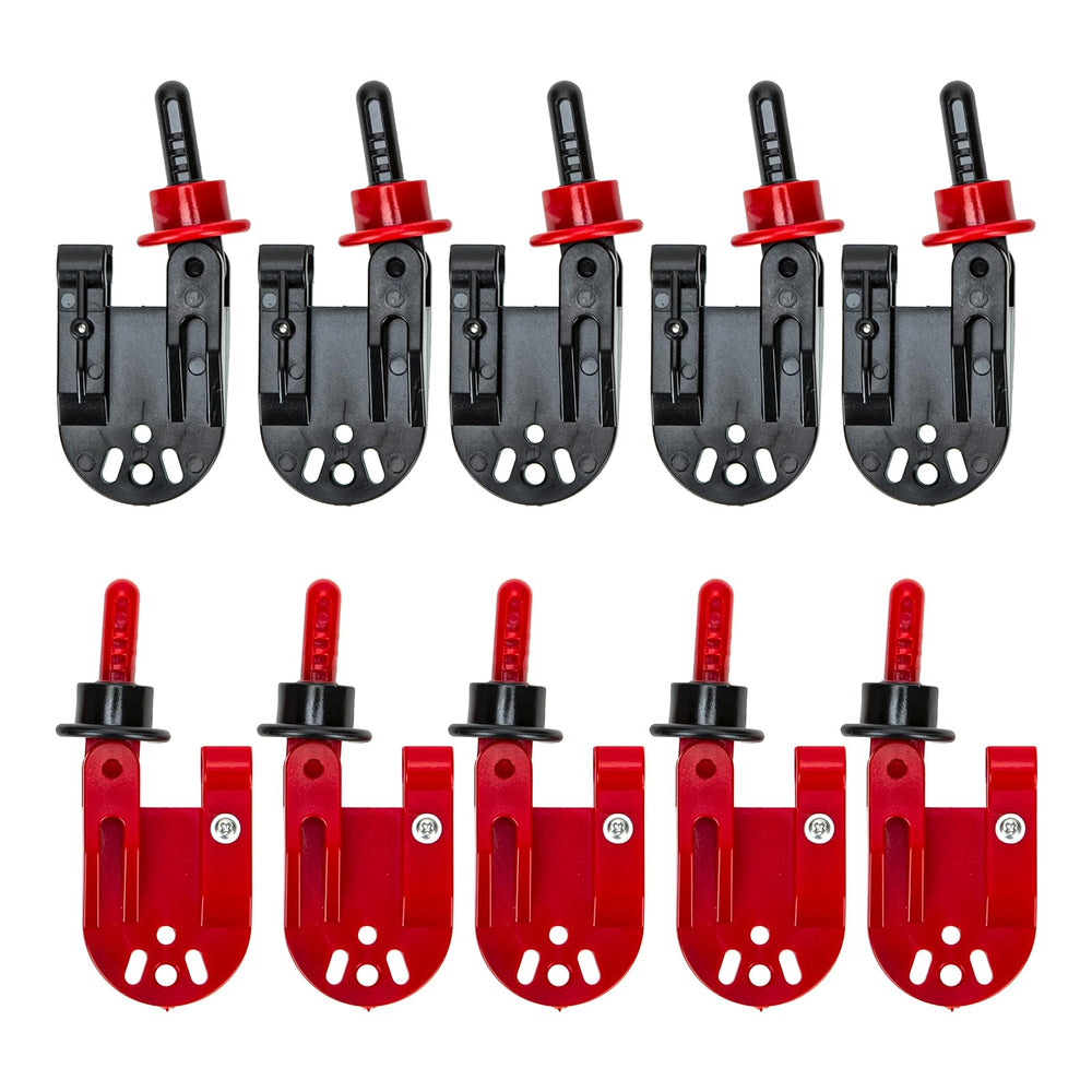 SYWAN planer board release clip set in black and red, ideal for reliable bait placement during offshore trolling