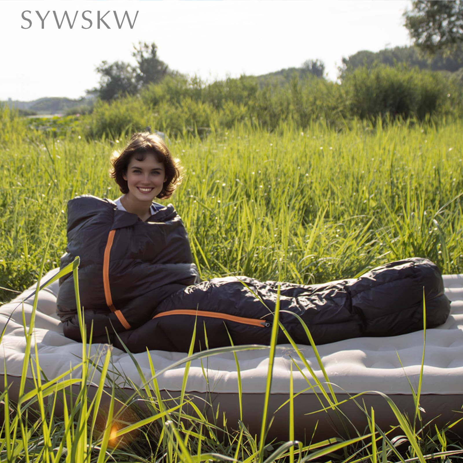 SYWSKW down sleeping bag can zip two bags into a double setup.