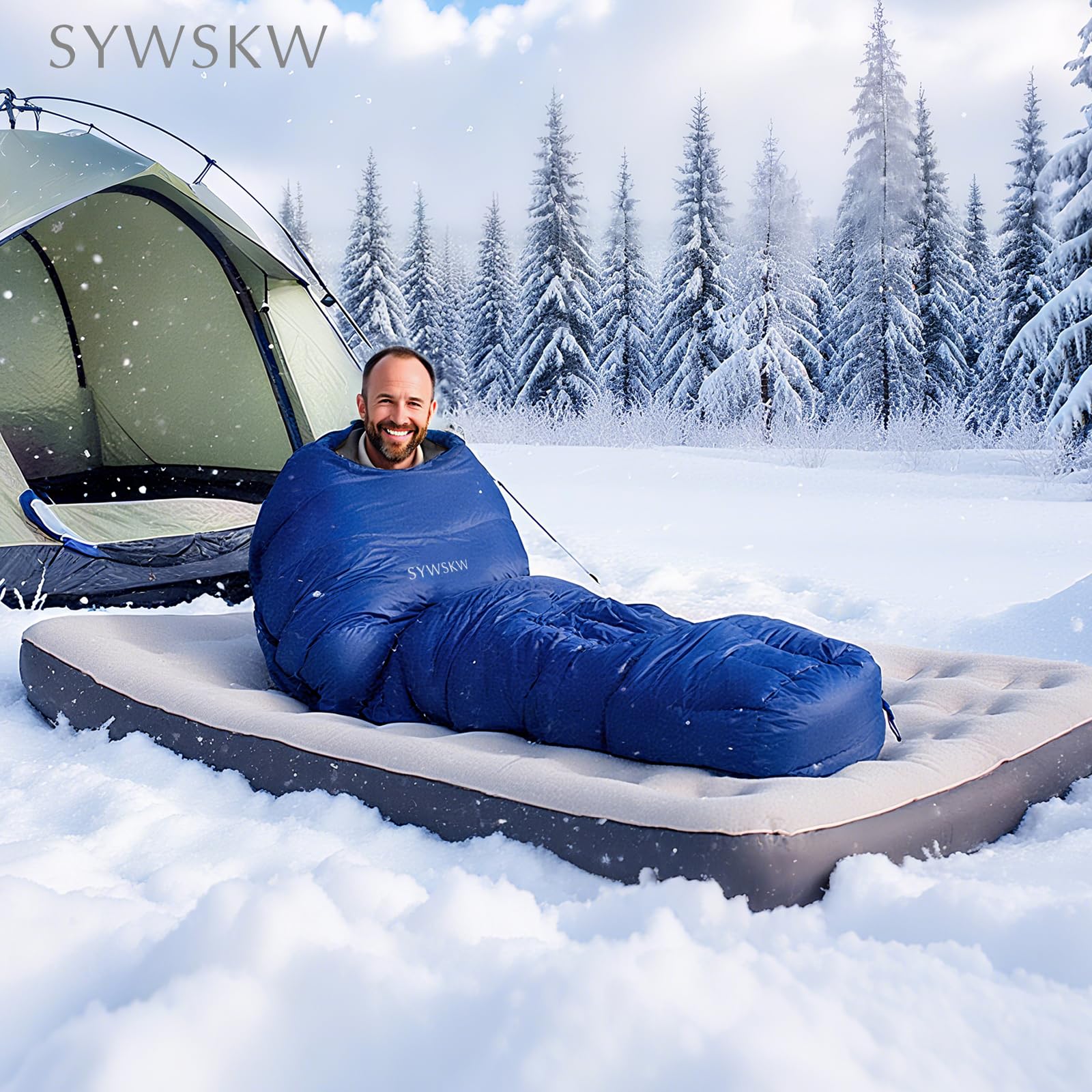 SYWSKW sleeping bag can zip with another for a double.