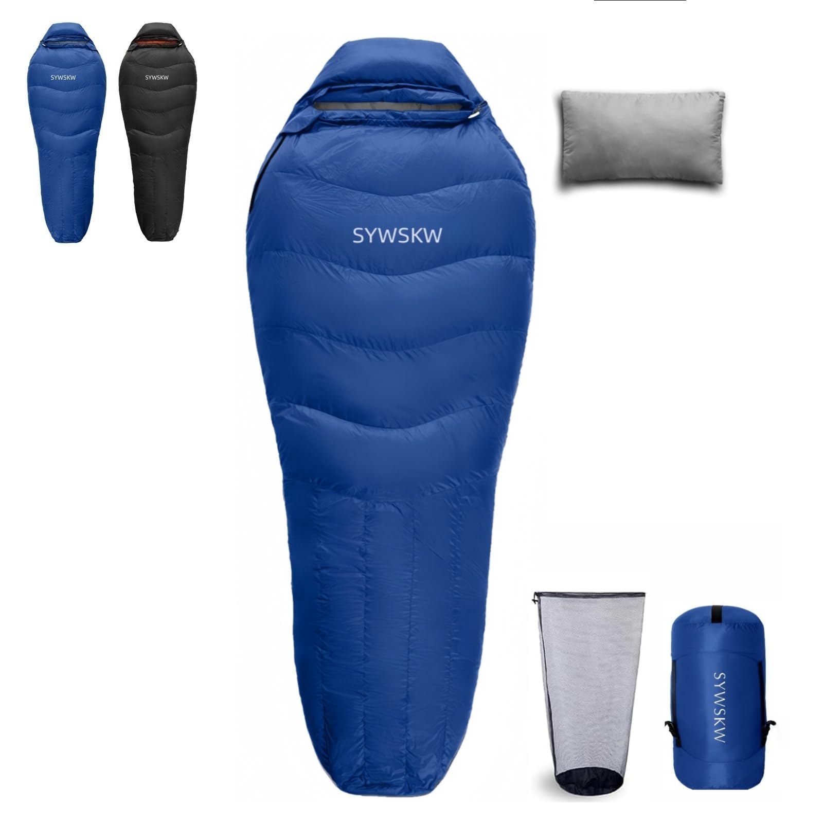 SYWSKW down sleeping bag packability shows compact carry size for backpacking adventures.