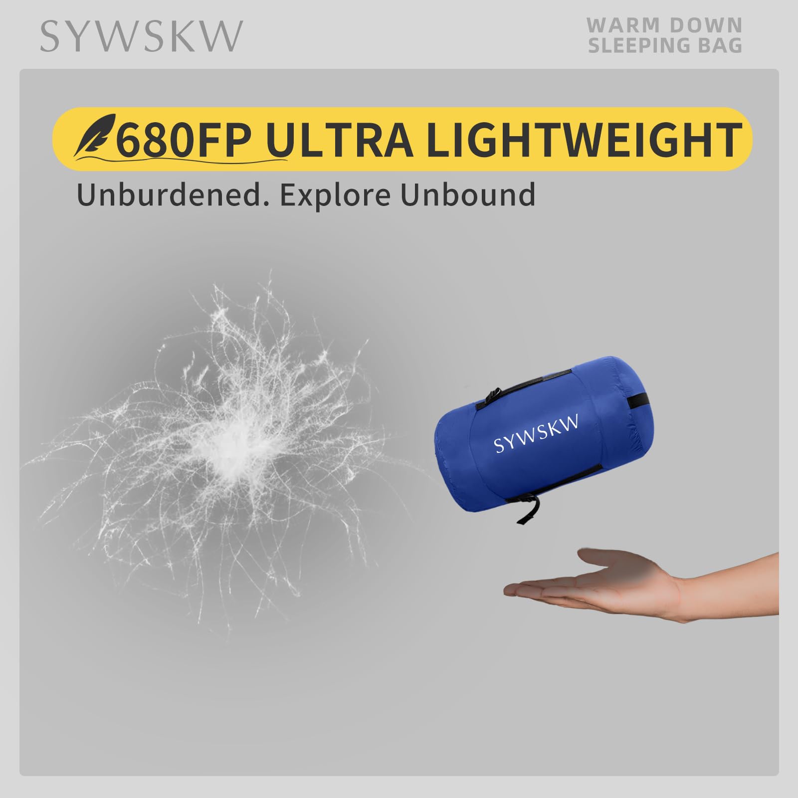 SYWSKW sleeping bag with YKK two-way zipper for ventilation.