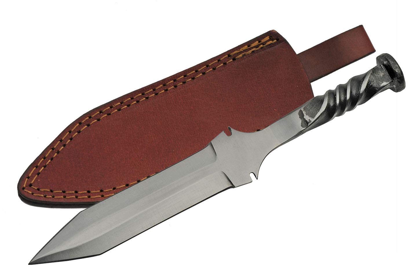 SZCO 11.25-inch handmade railroad spike knife with spear-point blade