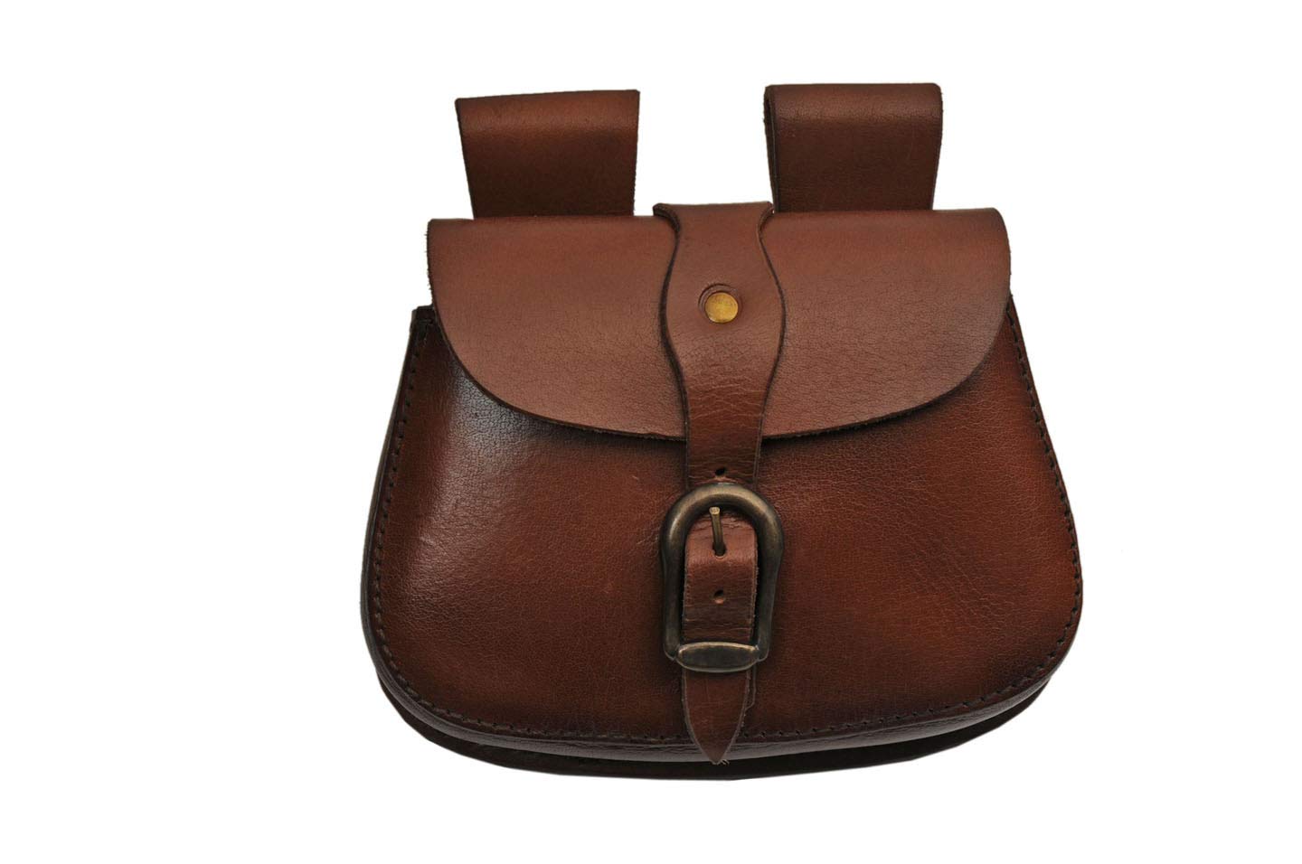 SZCO saddle bag back view shows belt loops for easy attachment.