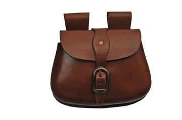 SZCO saddle bag back view shows belt loops for easy attachment.