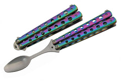 SZCO Rainbow Butterfly folding spoon open for camping meals