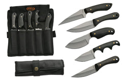 SZCO Supplies 5Pc Skinning Knife Set with pakkawood handles and Black Nylon sheath
