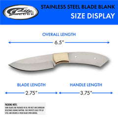 Drop-point knife blade blank with dual pin holes for handle attachment