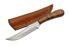 SZCO Supplies DH-7992 7-inch Slim Skinner Patch Knife with burlwood handle and sheath