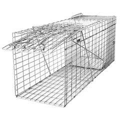 SZHLUX 32-inch live trap front view with rugged steel frame for humane catch-and-release