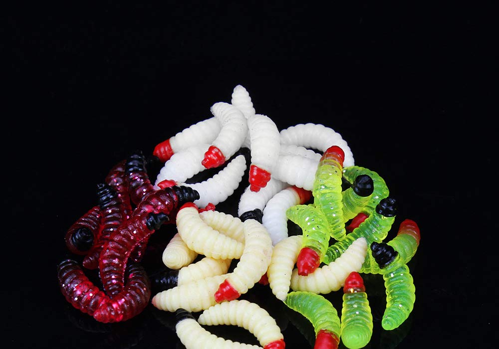 Close-up of 2.4cm soft bait lure used for bass and pike