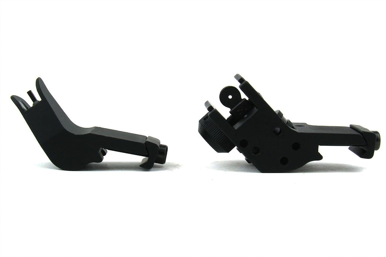 TacFire low-profile irons at 2 inches high, no optic interference