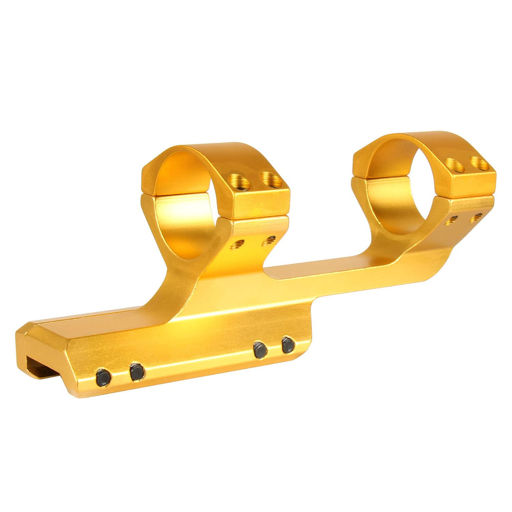 TACFUN gold slim offset mount side view on a rifle rail, compact clearance.