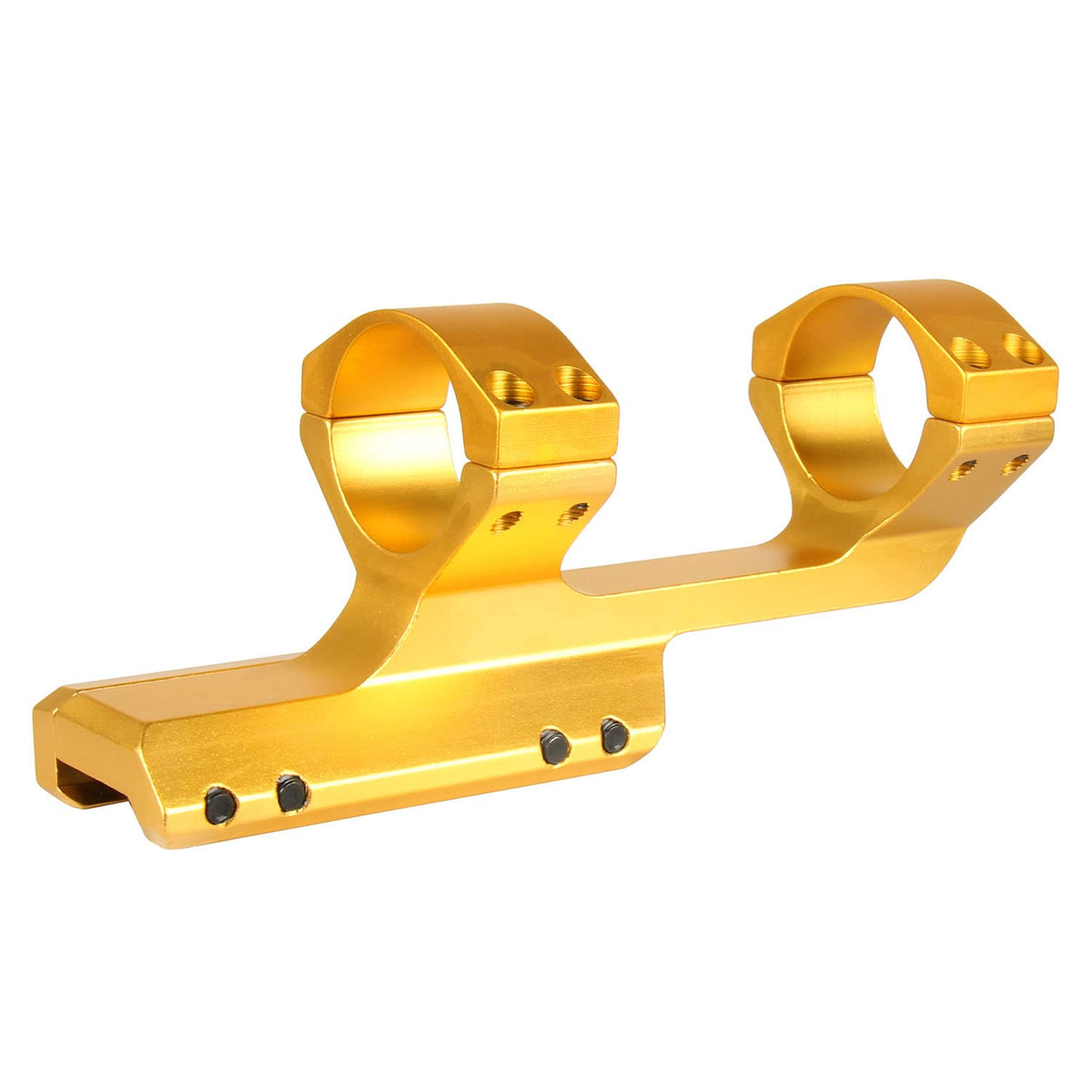 TACFUN gold slim offset mount side view on a rifle rail, compact clearance.