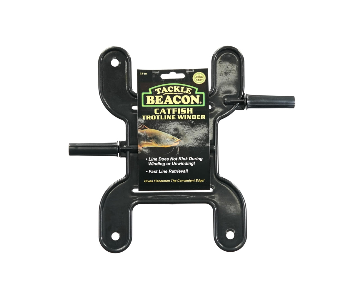 TACKLE BEACON Catfish Trotline EZ Winder with pivoting handles for easy line retrieval.