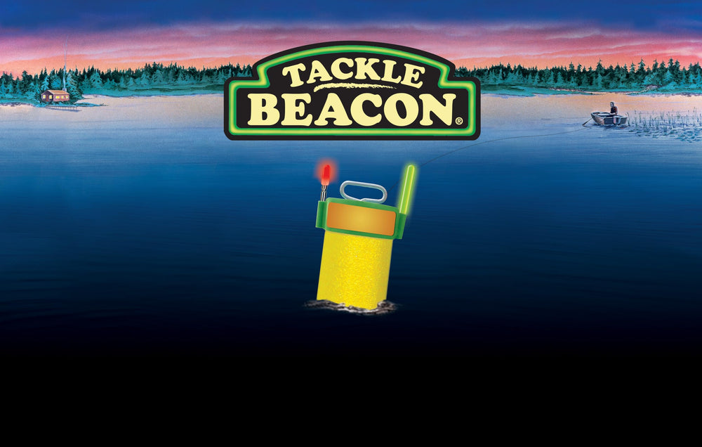 TACKLE BEACON integrated light stick and flag holder aids night fishing.