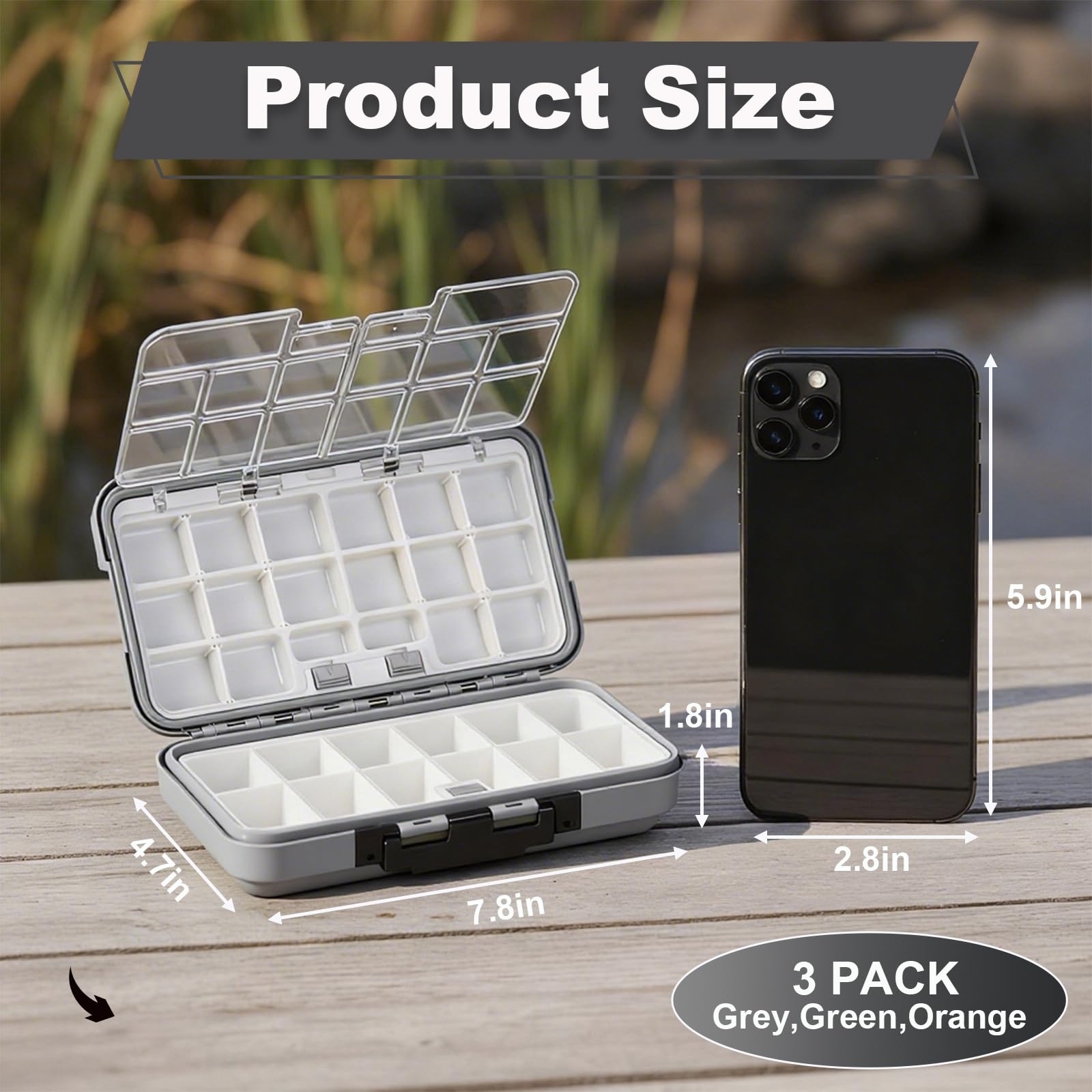 Green tackle box with removable dividers opened to show compartments