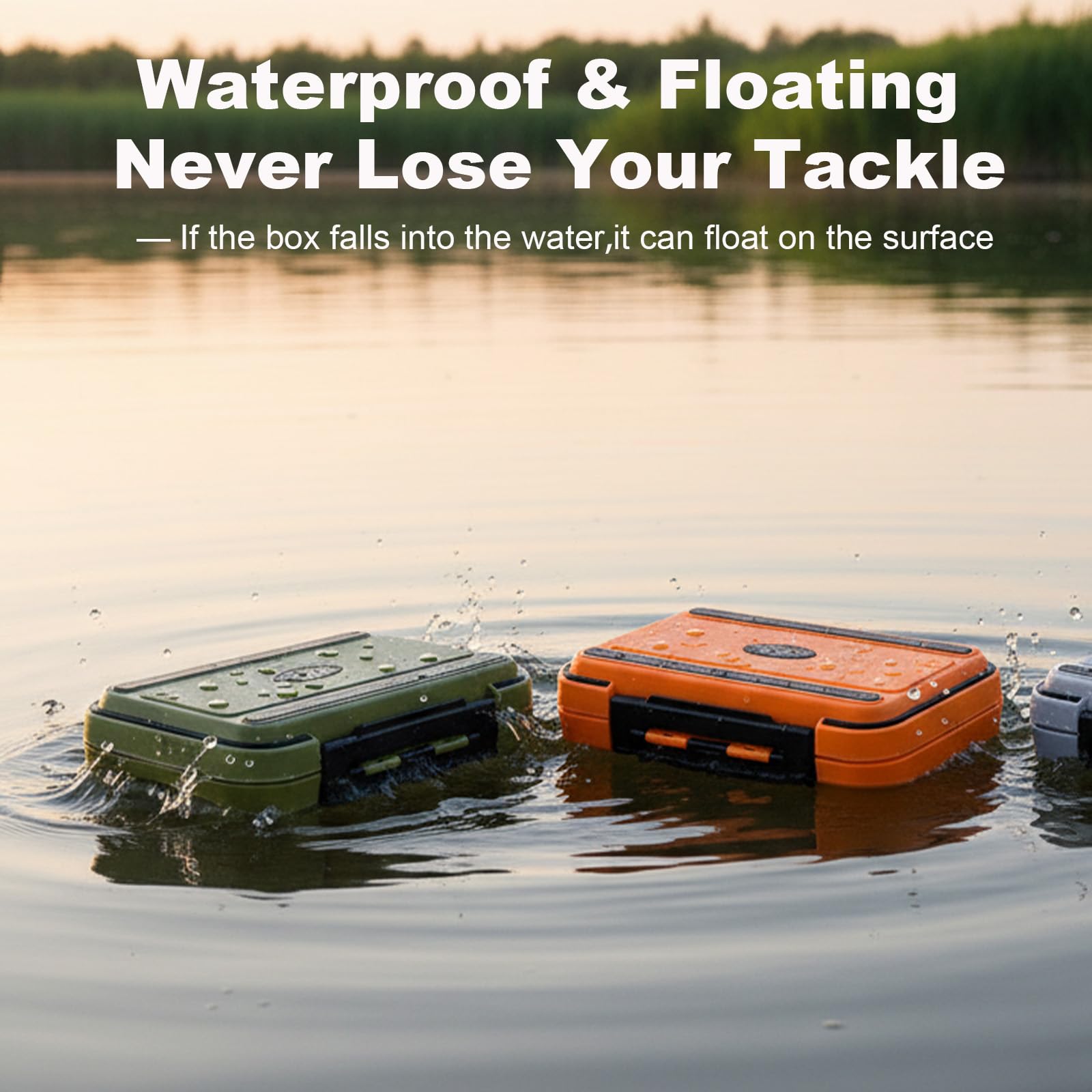 Gray tackle box highlighting the double-sided design and secure lock