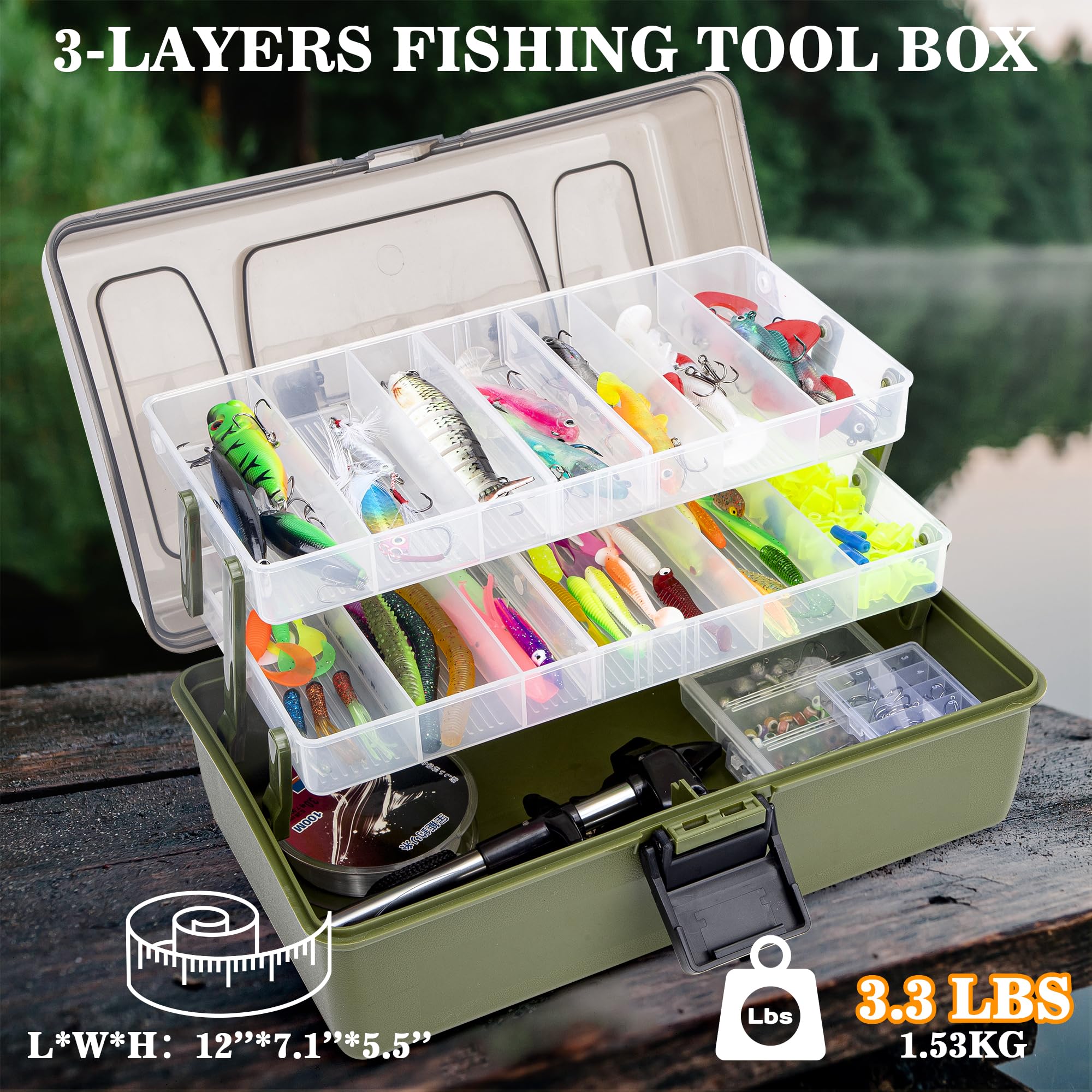 Tackle box interior with removable grid panels for adjustable compartments