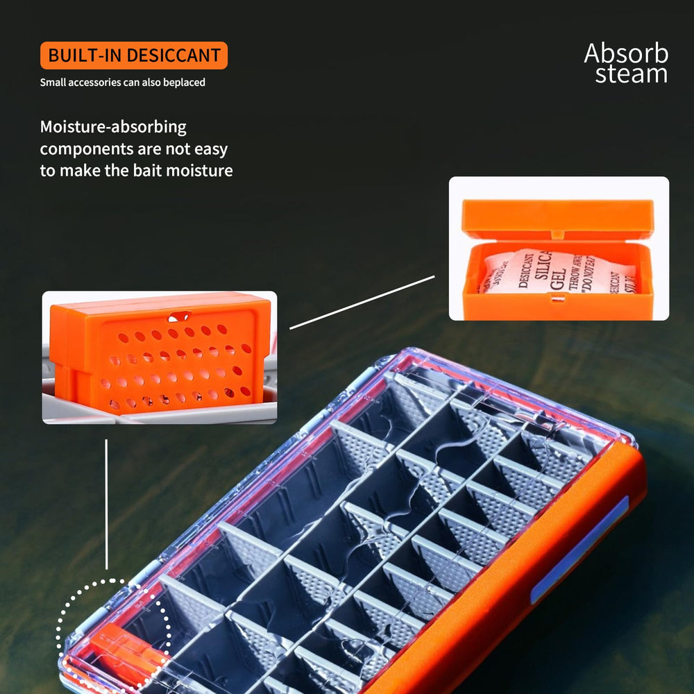 Ventilation holes and desiccant for moisture control