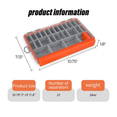 Interior view of 3600 waterproof tackle box with removable dividers
