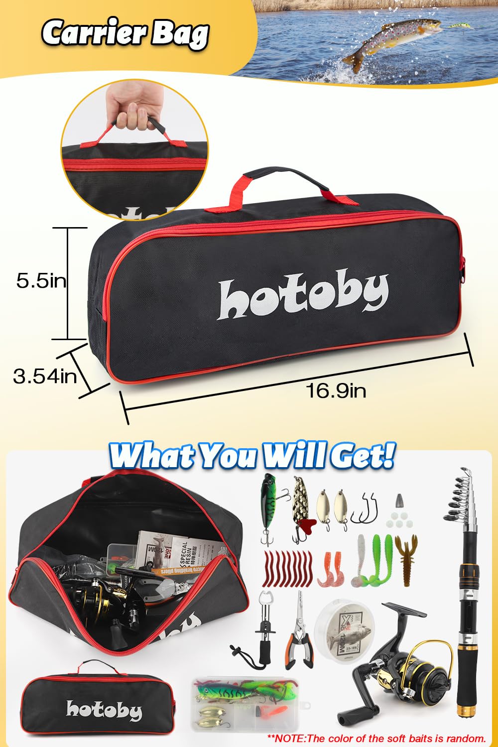 Tackle box containing lures and fishing line