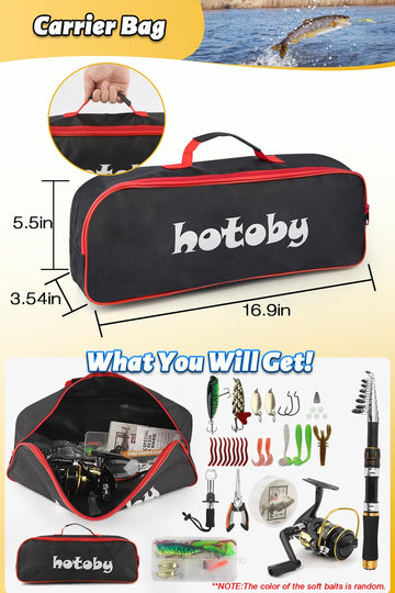Tackle box containing lures and fishing line