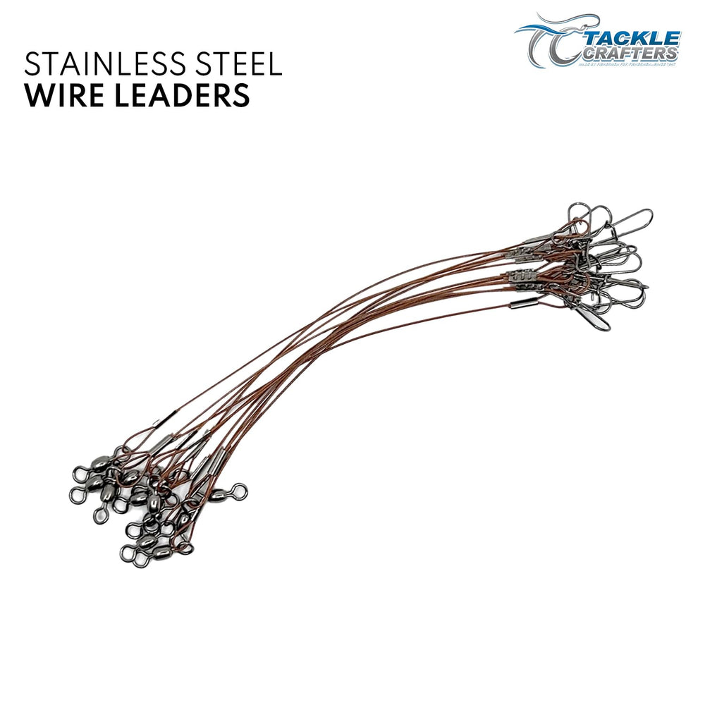 Tackle Crafters stainless steel leader close-up reveals durable, smooth finish.
