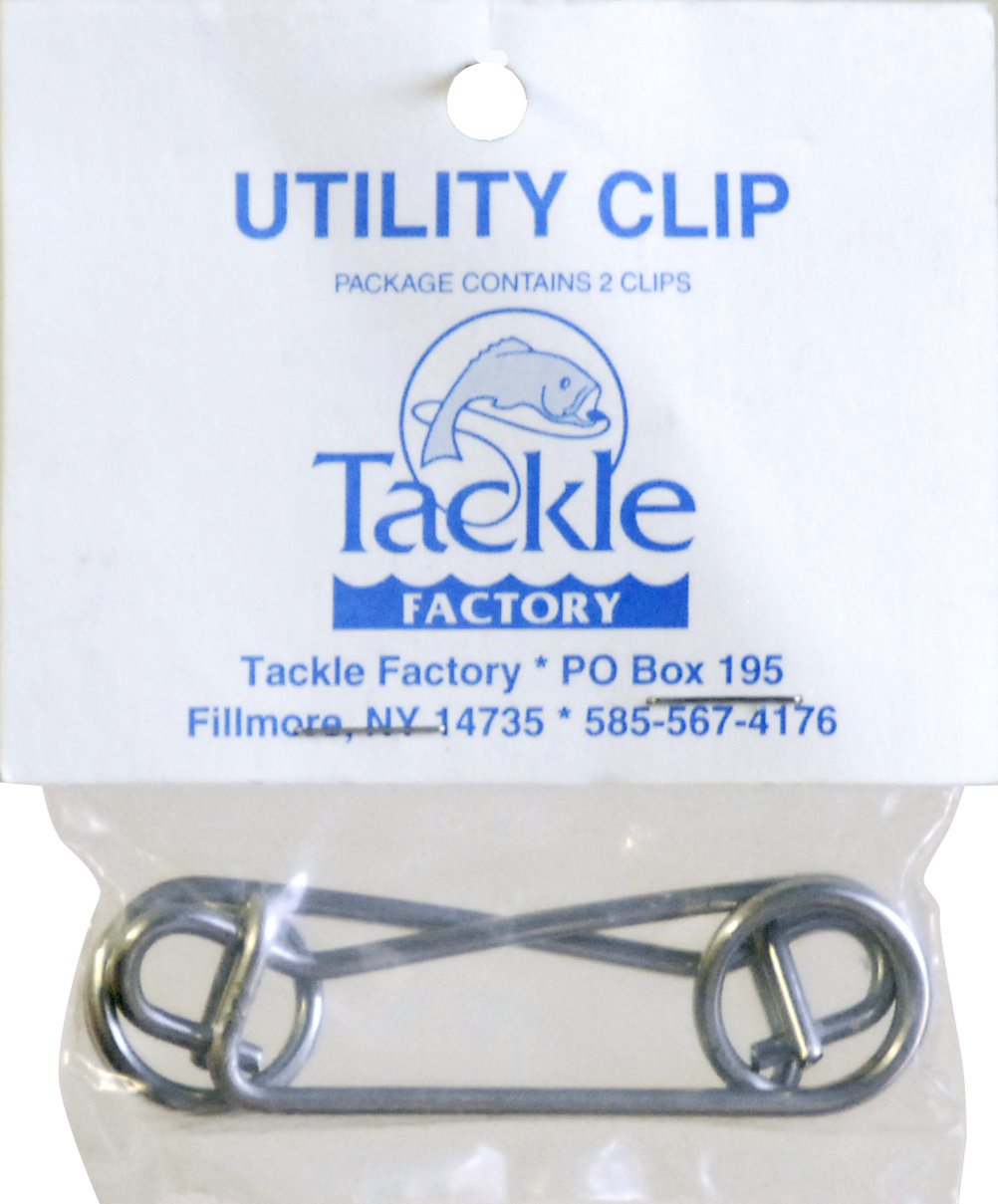 Tackle Factory UC-2 utility clips in a 2-pack for quick release and secure hanging.
