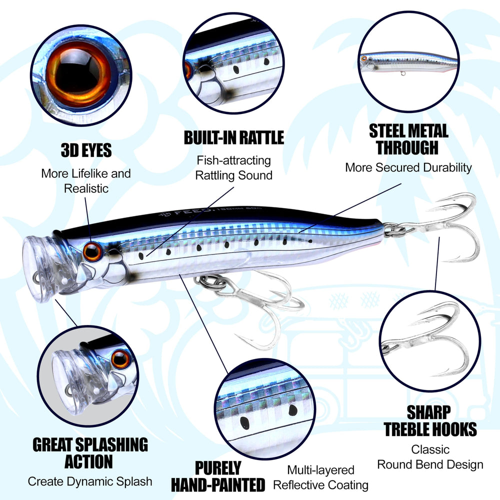 TACKLE HOUSE Feed Popper 150 NR Clear angled view