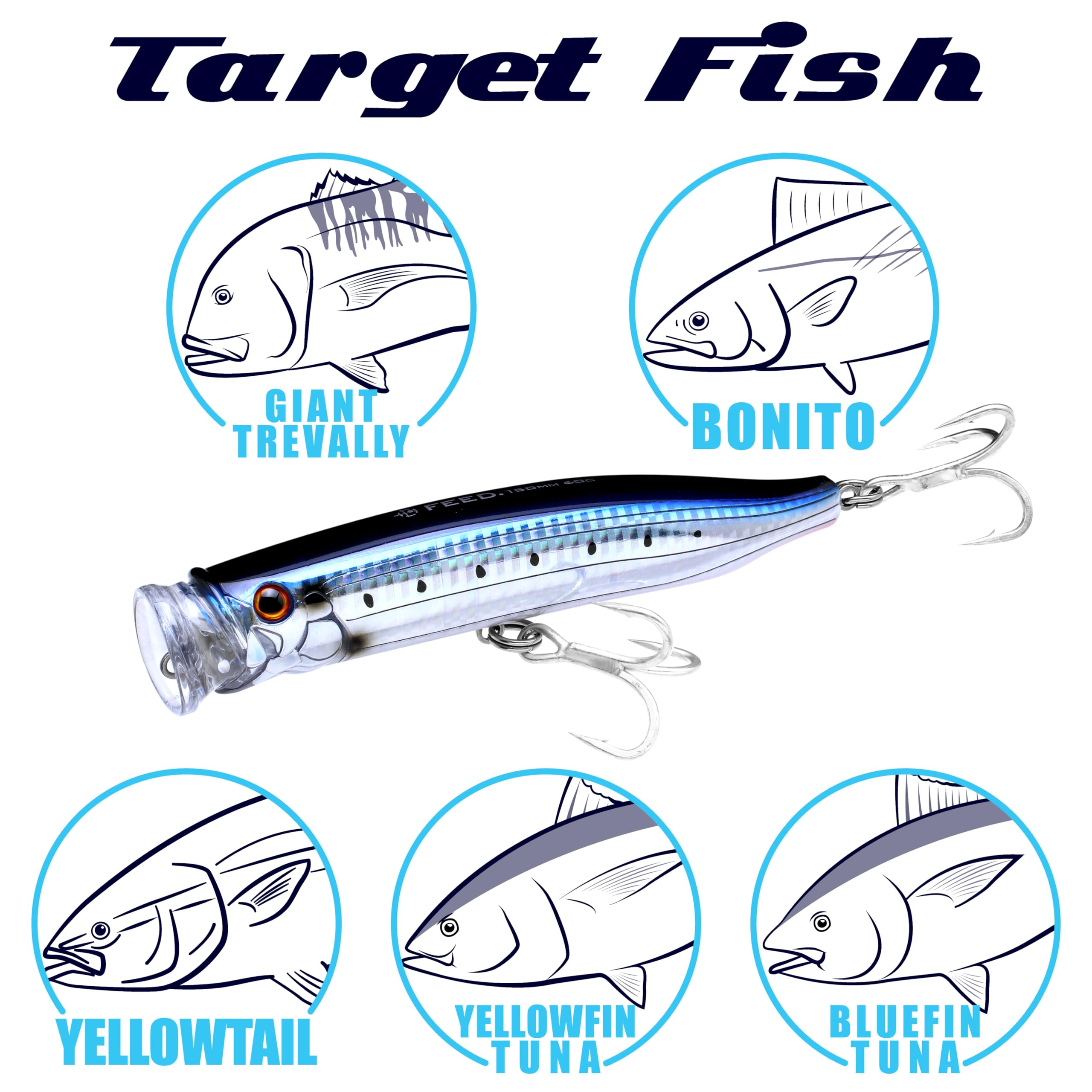 Tackle House Feed Popper 150 packaging display communicates NR Clear color option