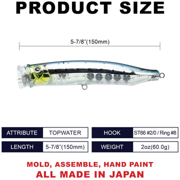 Tackle House Feed Popper 150 side angle showing slim profile for snag-free retrieves