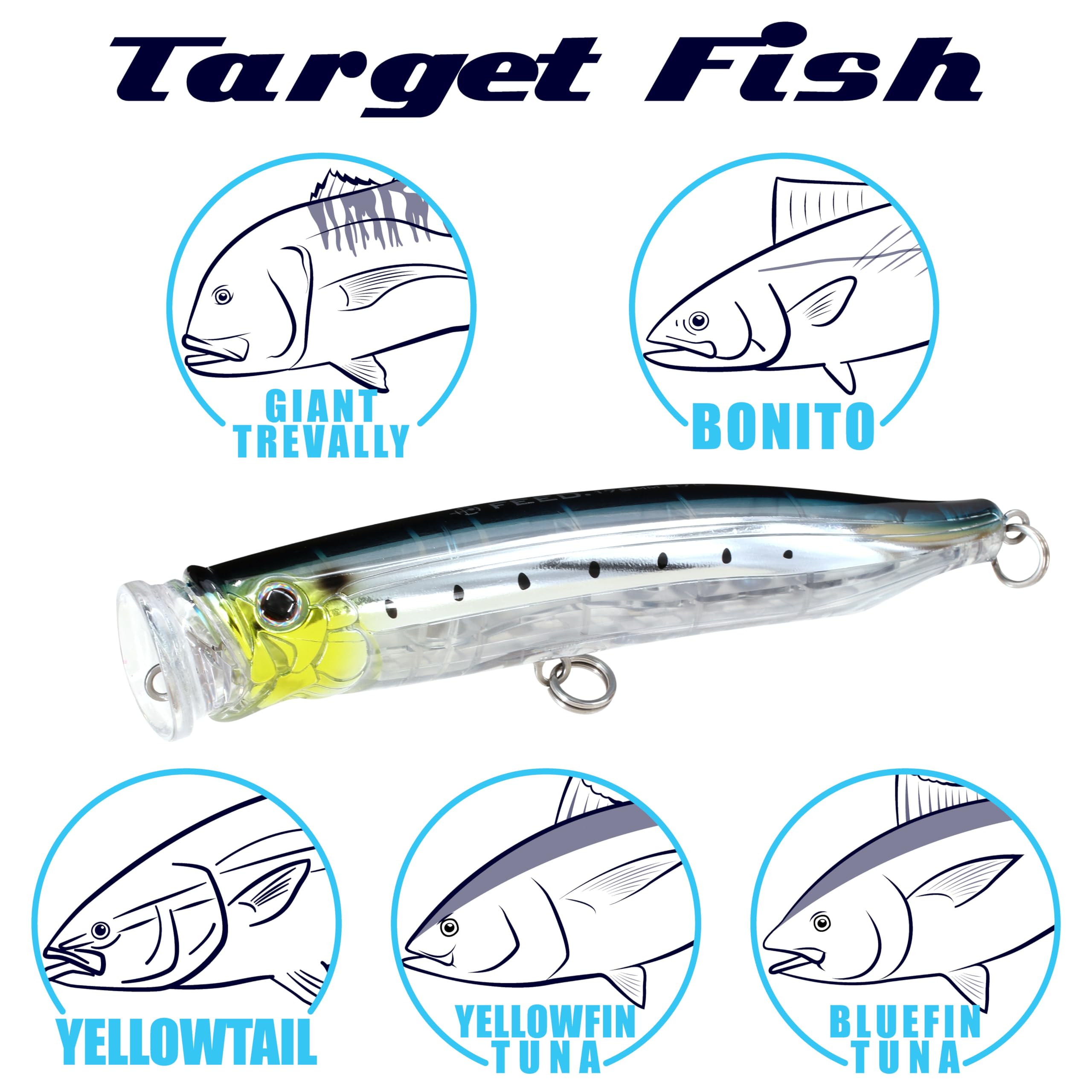 Tackle House Feed Popper 175 on-water surface showing compact body profile.