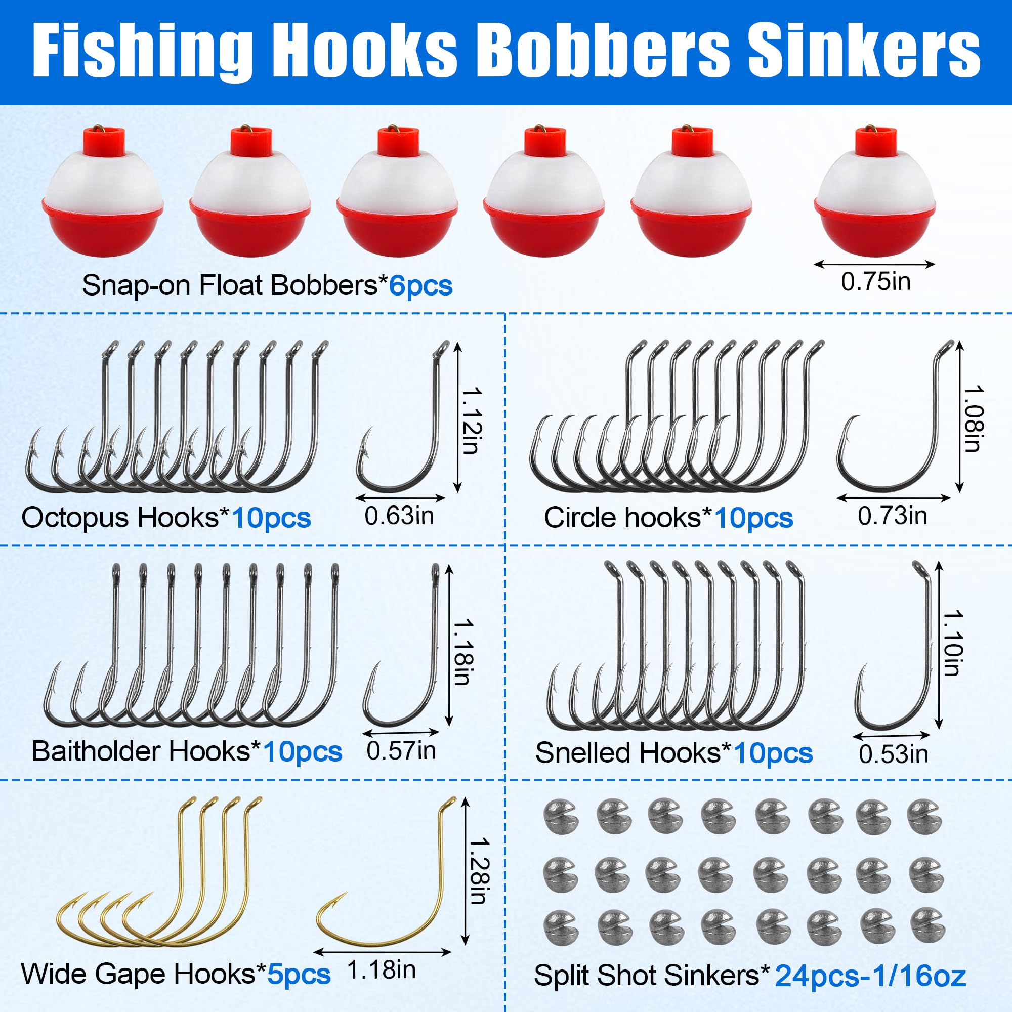 Contents of the 75-piece tackle kit
