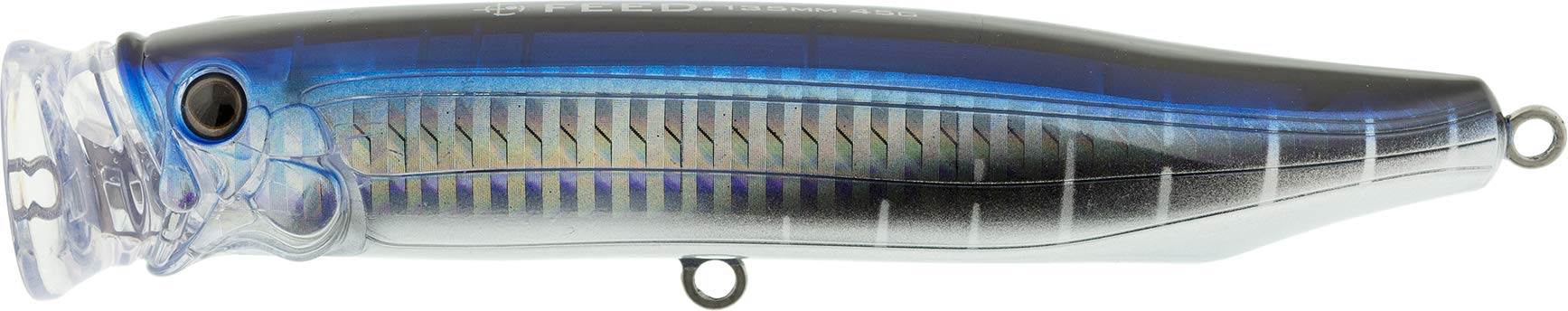 Tackle House CFP135 popper floating profile demonstrates buoyant stability at surface.