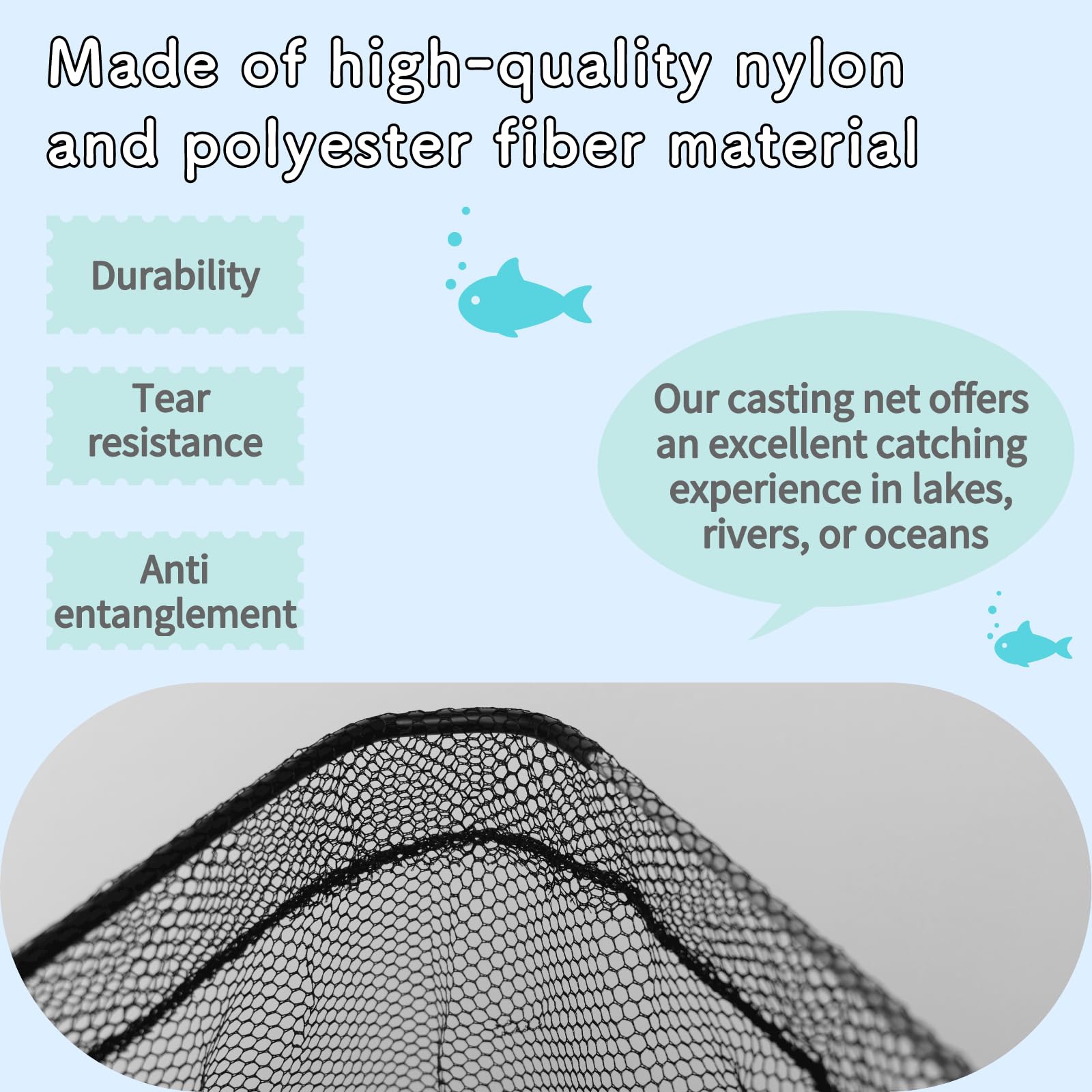Drawstring storage bag for folding fishing net