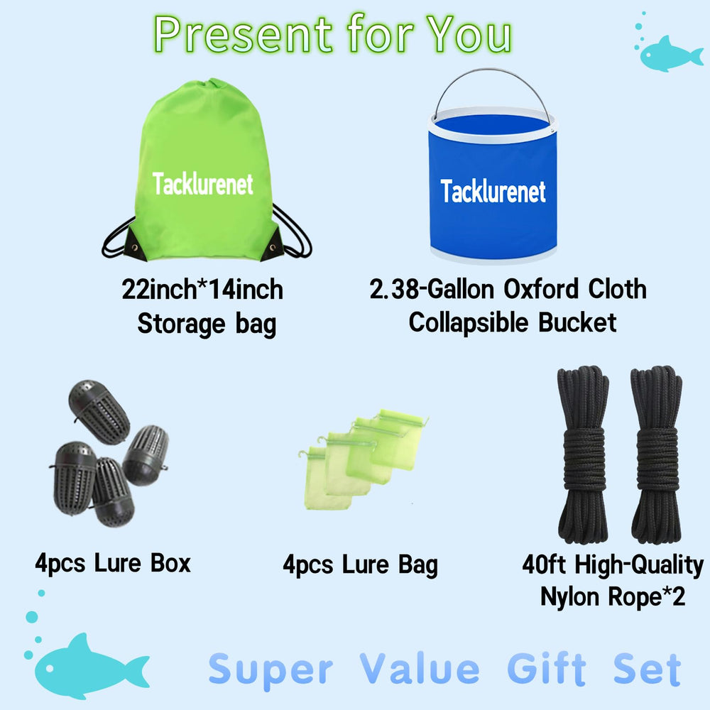 Minnow trap included in Tacklurenet fishing kit