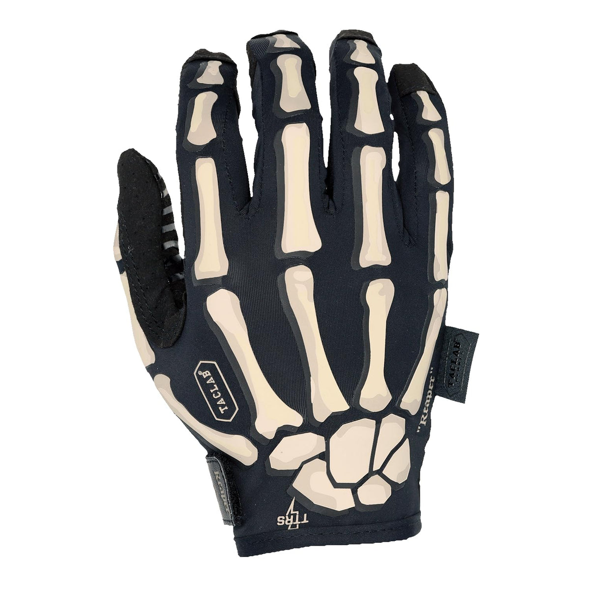 TACLAB Reaper Black Skeleton Gloves front view showing breathable, flexible design for quick hand movements