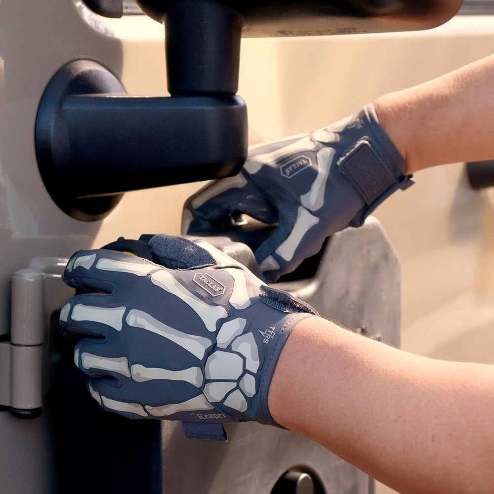 TACLAB Reaper Ghost Gray Skeleton Gloves knuckle guard design for paintball protection