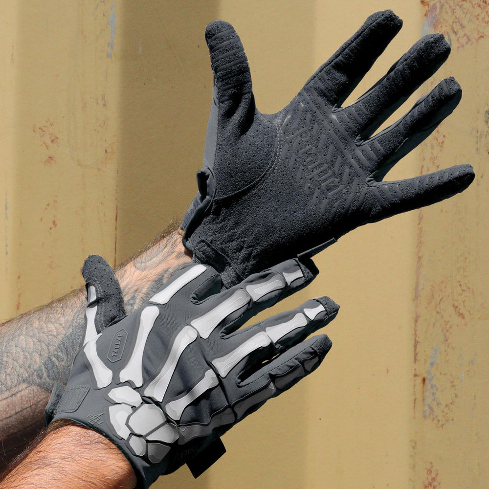 TACLAB Reaper Ghost Gray Skeleton Gloves side view highlights lightweight design for mobility