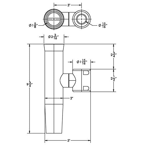 TACO Marine I-beam weld base rod holder with durable stainless steel construction.