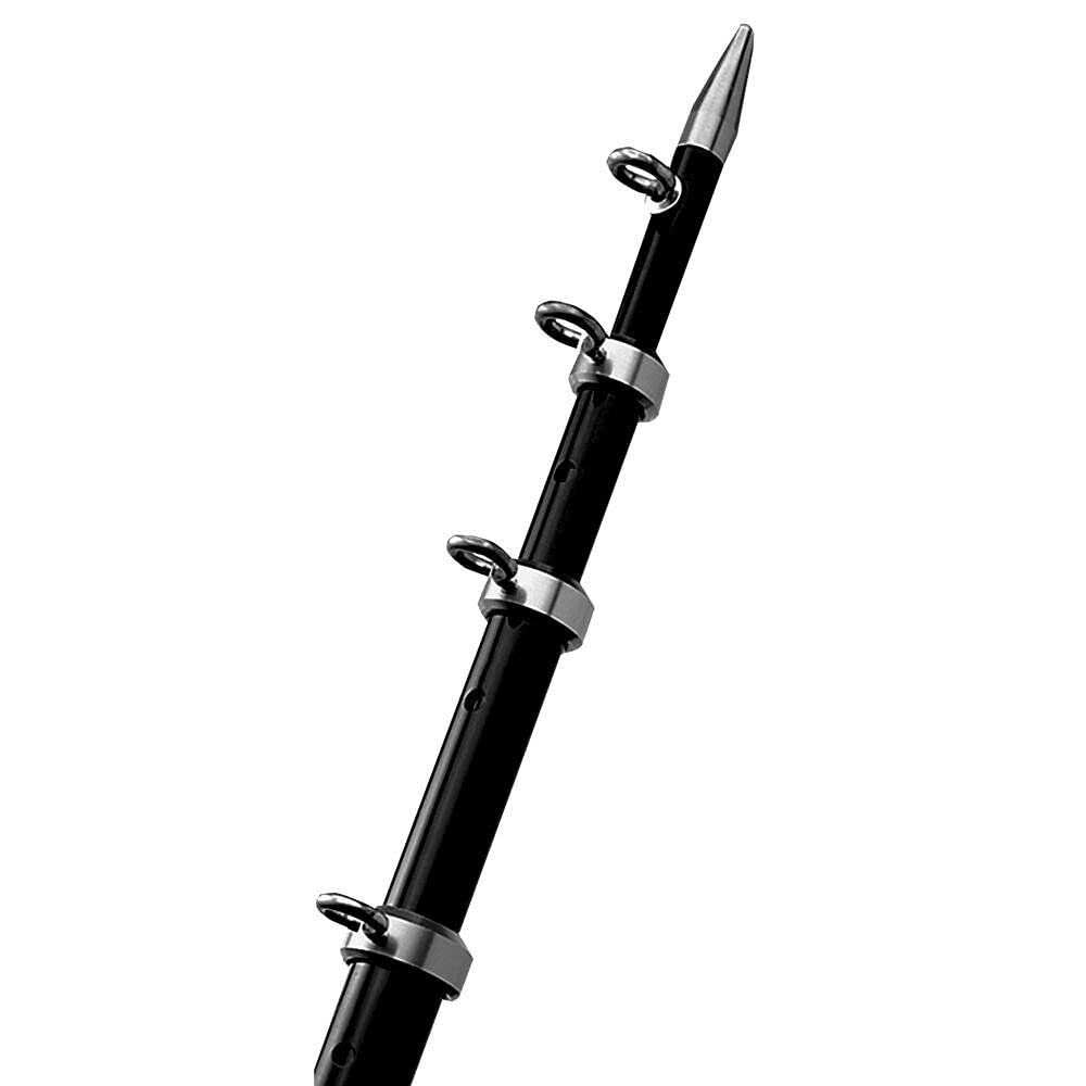 Taco Marine OT-0442BKA15 tele-outrigger pole mounted for stable trolling on a 30' boat