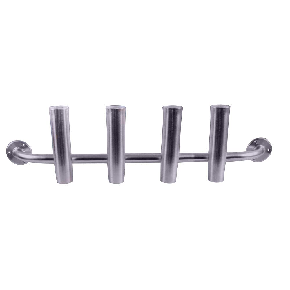 Taco Metals marine aluminum 4-rod transom rack with brushed finish keeps gear organized on deck
