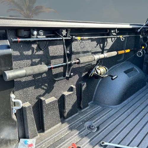 T-slot bed rail mounting for Tacoma fishing rod holder