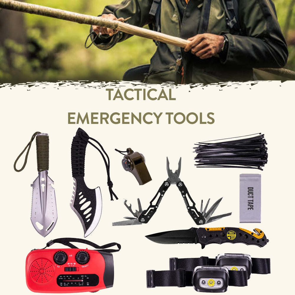 TacPreps duct tape, multitool, gloves and zip ties ready for quick repairs