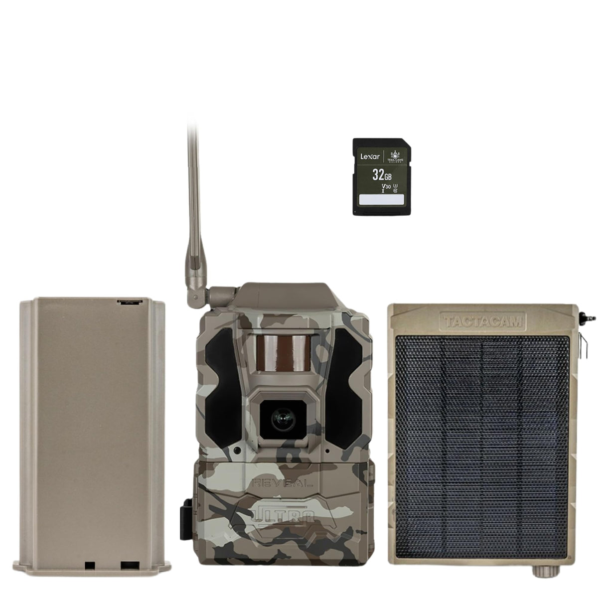 TACTACAM Reveal Ultra camera front view for remote monitoring and field scouting.