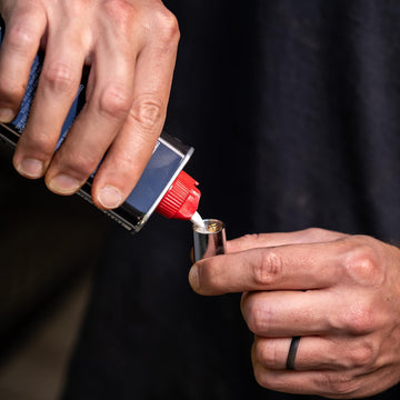 TACTICA X.100 refillable design reduces waste with standard lighter fluid