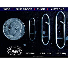 TACTICAL ANGLER'S Power Clips close-up showing rugged stainless steel for quick lure changes
