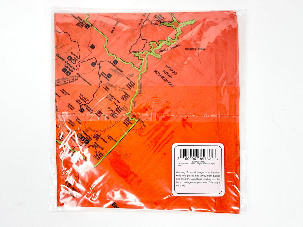 Tacticouture Grand Canyon map bandana serves as a keepsake for park fans.