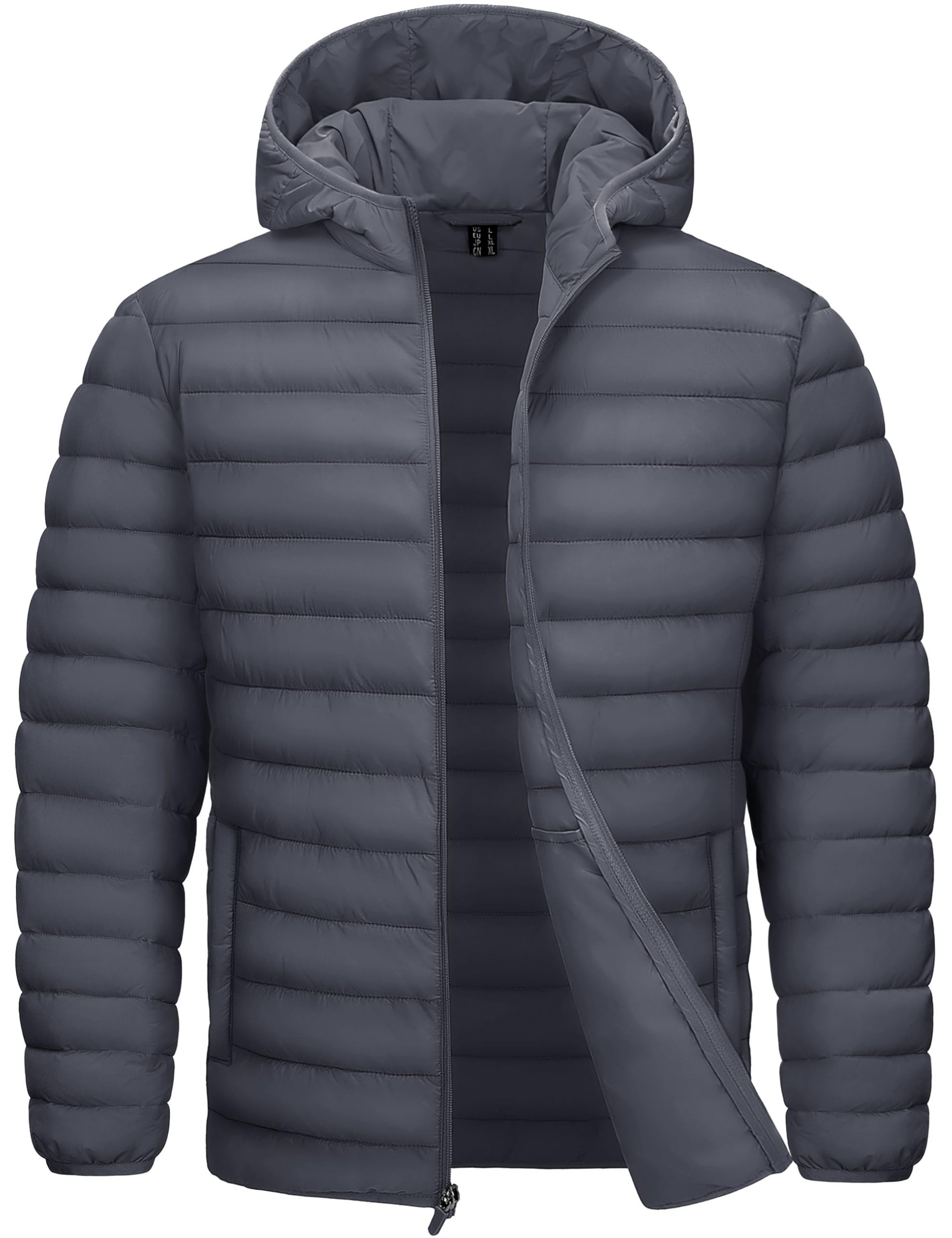 TACVASEN down coat men hooded packable gray – lightweight warmth on the go