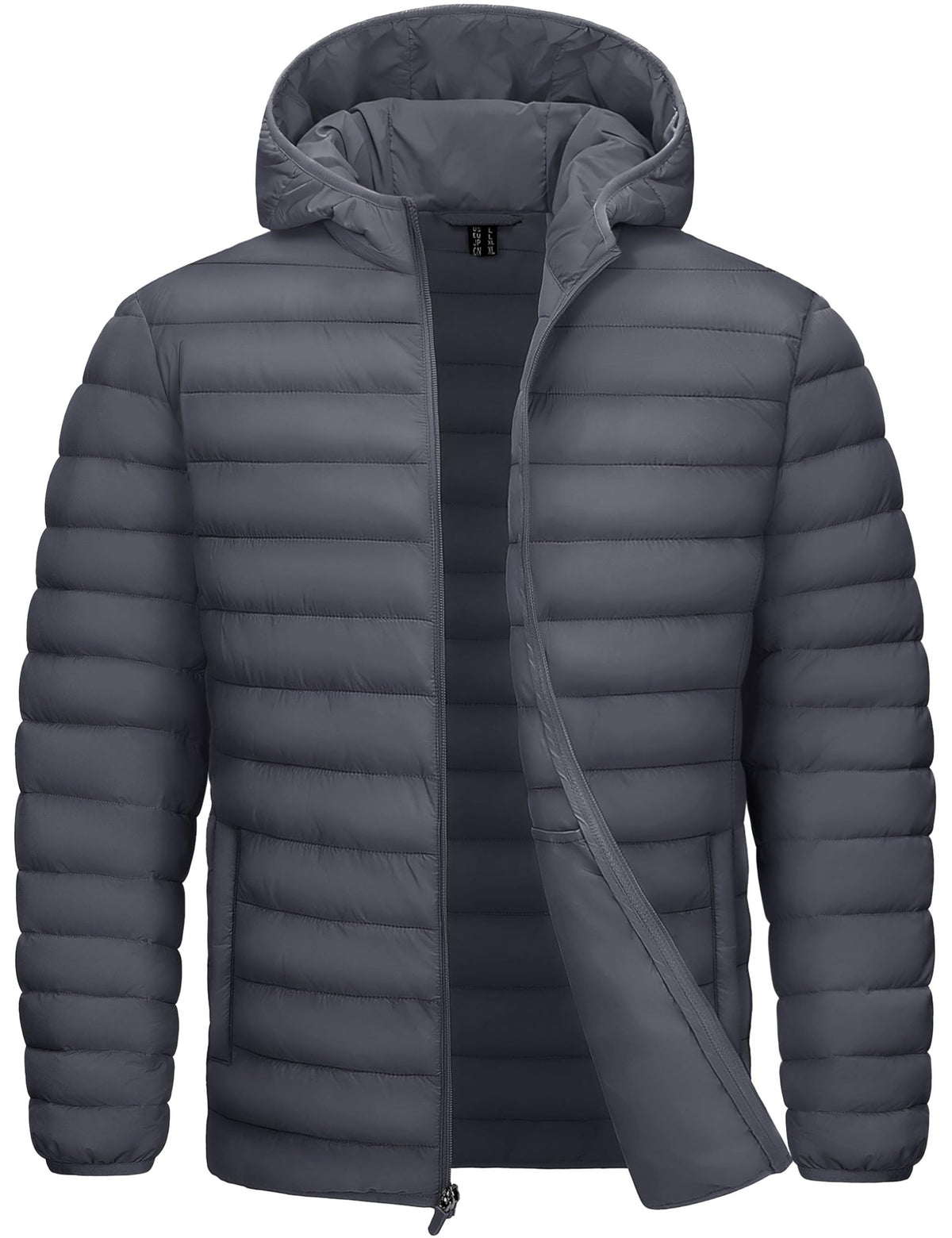 TACVASEN down coat men hooded packable gray – lightweight warmth on the go